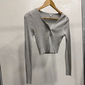 Garage Cropped Button Sweater Top